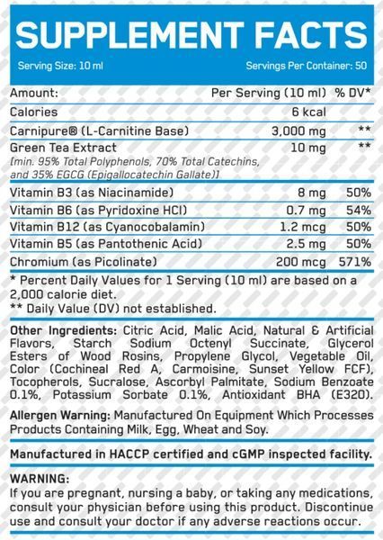 Everbuild Nutrition Liquid L-Carnitine 3000 мг + Green Tea 78763412 фото