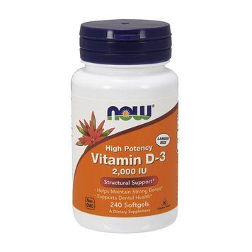 NOW Vitamin D-3 50 mcg (2000 IU) (240 softgels) 000009608 фото