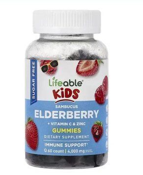 Sambucus Elderberry + Vitamin C and Zinc Kids Sugar Free - 60 gummies 4556875634 фото