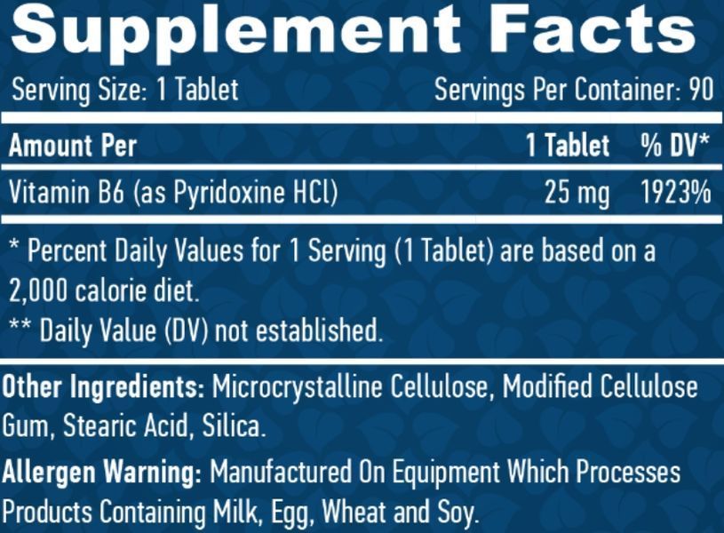Haya Labs Vitamin B6 25 мг - 90 таб 9666666606437 фото
