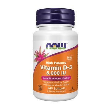 NOW Vitamin D-3 5000 IU (240 softgels) 000010550 фото