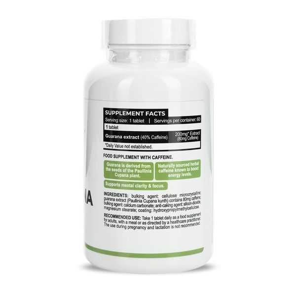 Guarana Extract 200mg with Caffeine 80mg - 60 tabs 2023-10-5831 фото