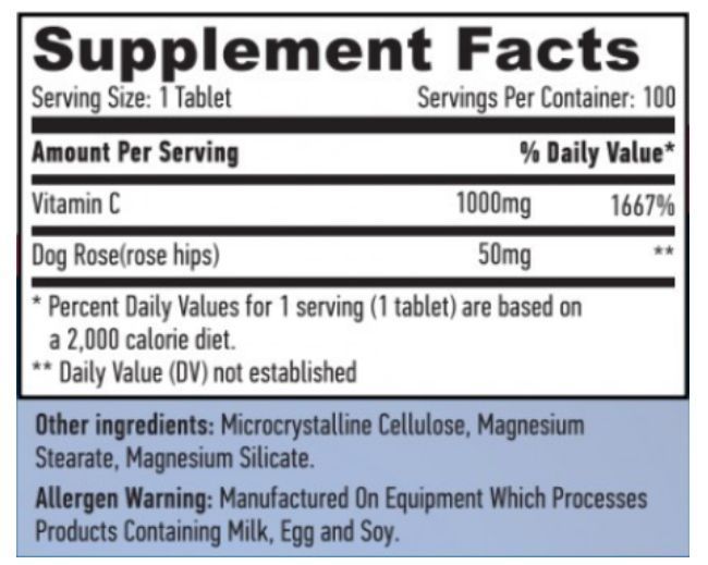 Haya Labs High Potency Vitamin C 1000mg with rose hips - 100 таб 85606963-20 фото