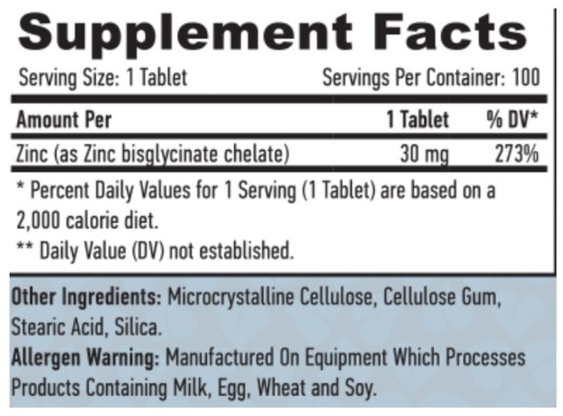 Haya Labs Zinc Bisglycinate 30 мг - 100 таб 8754762003 фото