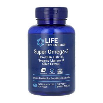 Super Omega-3 EPA/DHA Fish Oil Sesame Lignans & Olive Extract Enteric Coated - 60 softgels 2022-10-1941 фото
