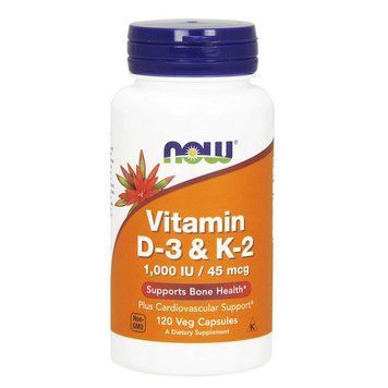 NOW Vitamin D-3 & K-2 1000 IU/45 mcg (120 veg caps) 000011171 фото