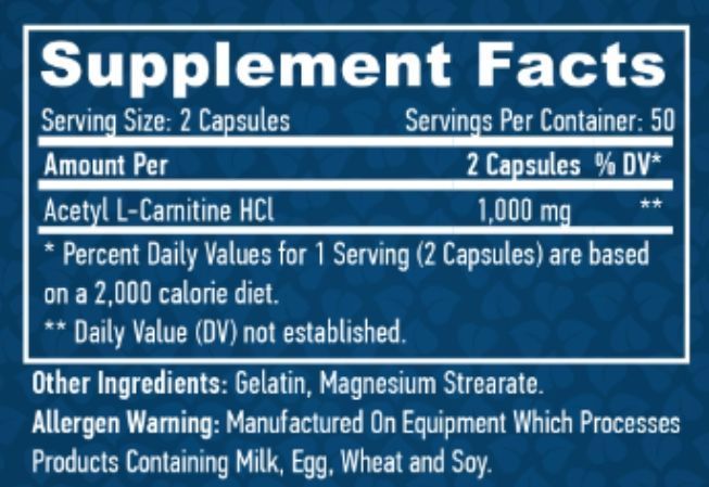 Haya Labs Acetyl L-Carnitine 1000mg - 100 капс 7834456678 фото