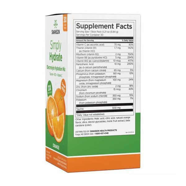 Simply Hydrate Electrolyte Hydration Mix - 30 packs Orange 2023-10-5719 фото