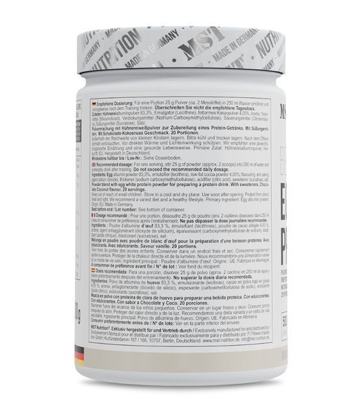 MST&reg; EGG White Protein Lactose free Яєчний протеїн Шоколад🍫🥥Кокос 500 грамів 4000001 фото