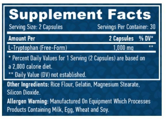 Haya Labs L-Tryptophan 500mg 664486075 фото
