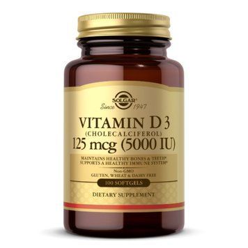Vitamin D3 Cholecalciferol 125 mcg 5000 IU - 100 softgels 100-31-3430199-20 фото