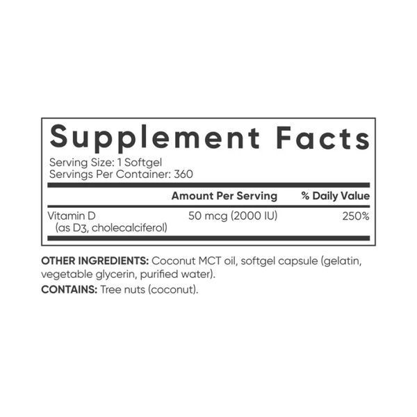 Vitamin D3 2000IU - 360 softgels 2023-10-4400 фото