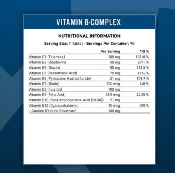 Applied Nutrition Vitamin B-Complex 90 tabs 54564788068 фото