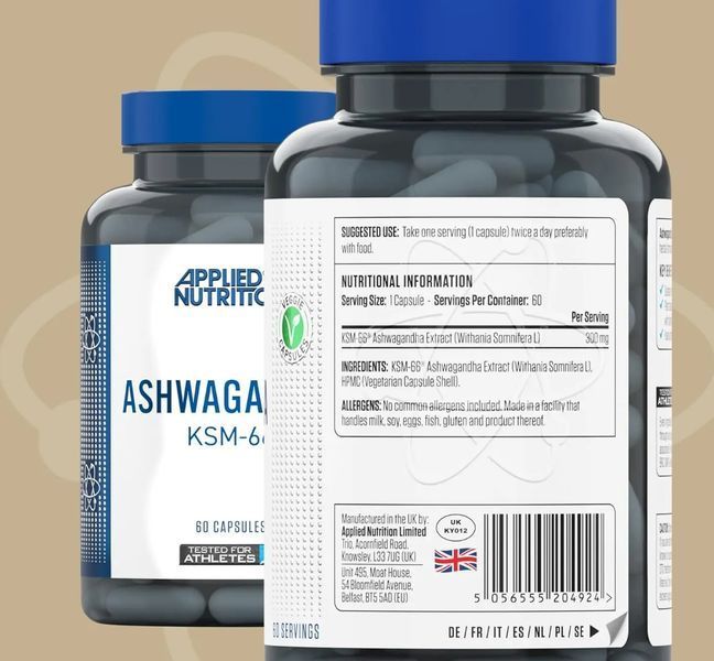 Applied Nutrition Ashwagandha KSM66 60 caps 798888778676 фото
