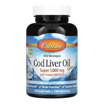 Cod Liver Oil Super 1000mg - 100 softgels 2023-10-4555 фото