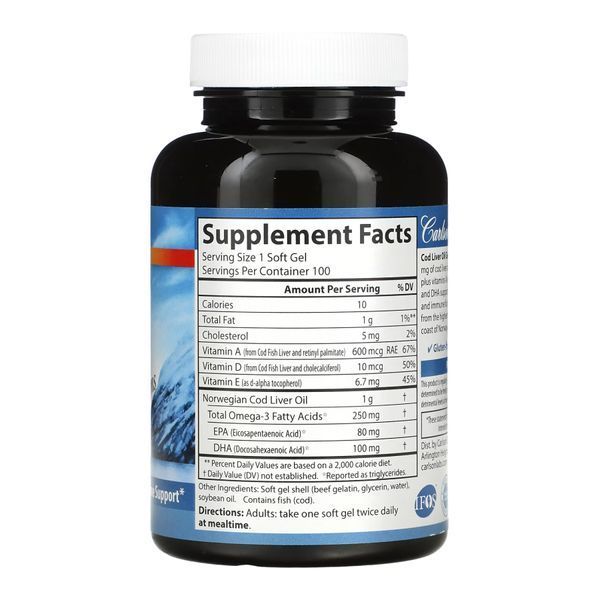 Cod Liver Oil Super 1000mg - 100 softgels 2023-10-4555 фото