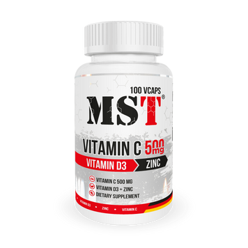 MST&reg; Vitamin C 500 + D3 + ZINC💊Вітамін Ц + Д3 + Цинк 100 капсул 8263806 фото