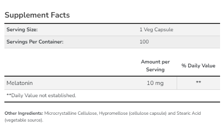 Melatonin 10 mg - 100 vcaps 2022-10-0108 фото