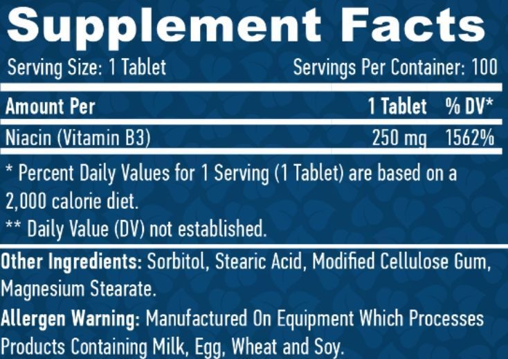 Haya Labs Niacin /Time Release/ 250 мг - 100 таб 568754876 фото