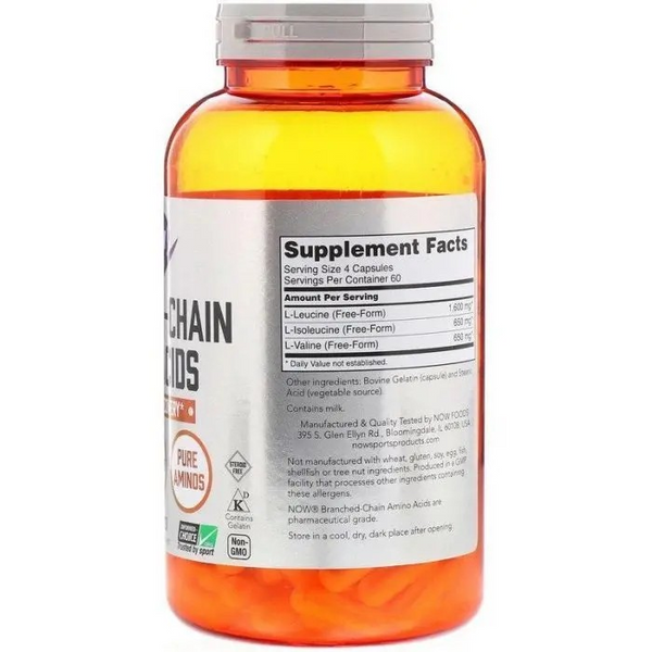 BCAA амінокислоти з розгалуженим ланцюгом, Amino Acids, Now Foods, Sports 654648 фото
