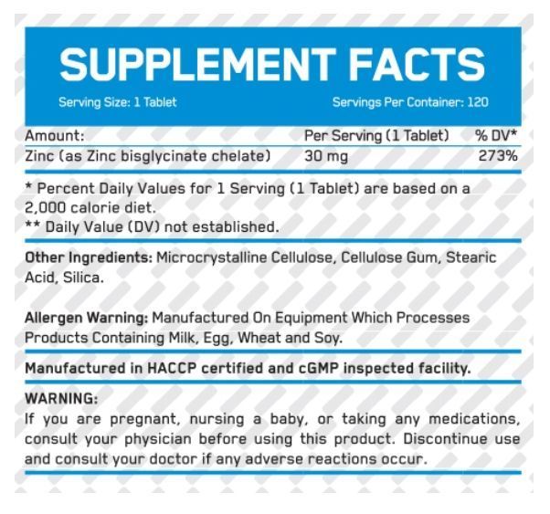 Everbuild Nutrition Zinc Bisglycinate 30 мг - 120 таб 34737657 фото