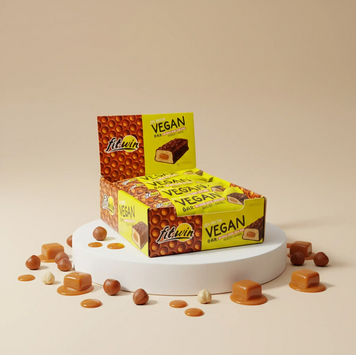 Протеїновий батончик Vegan Bar Фундук і карамель, БЕЗ ЦУКРУ 50 г 20%, 12 штук 578765434 фото